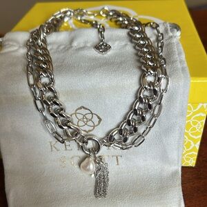 Kendra Scott Silver layered charm necklace